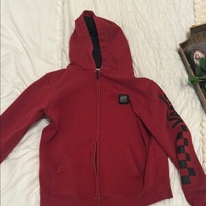 Vans Red Sweatshirt with High Collar and Full Zipper
